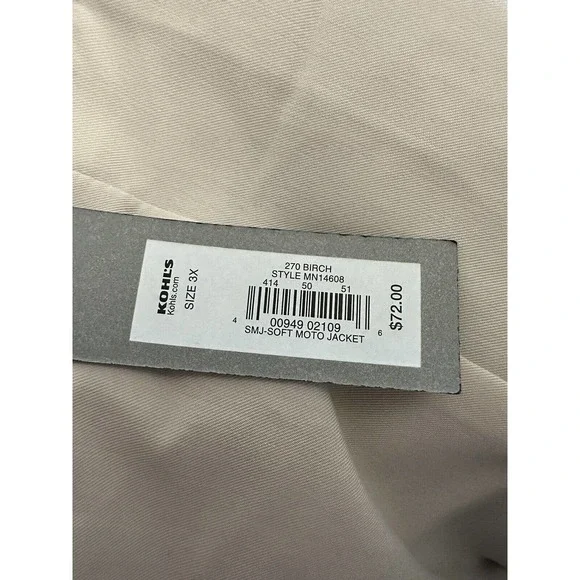 Apt. 9 Moto Jacket Birch Cream Gold Accents Lined Zip Lightweight Plus Size 3X - Picture 9 of 10